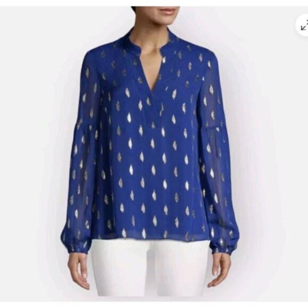 Lilly Pulitzer Shea Silk in Lapis Lazuli Blue Metallic Gold Size M